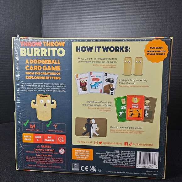 New Sealed Throw Throw Burrito By Exploring Kittens A Dodgeball Party Card Game - Picture 3 of 8